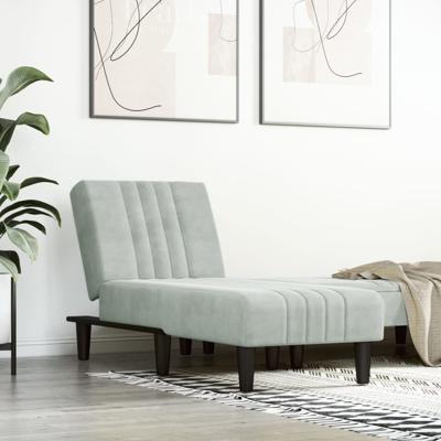 Chaise longue fluweel lichtgrijs