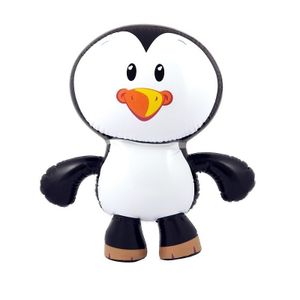 Opblaasbare dieren - Pinguin - wit/zwart - 56 cm - pvc kunststof   -