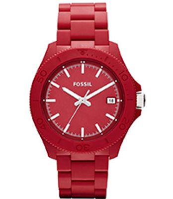 Horlogeband Fossil AM4450 Roestvrij staal (RVS) Rood 22mm