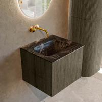 Badmeubel Mondiaz Kurve-Dlux | 50 cm cm | Meubelkleur Shadow | Wastafelkleur Lava | Solid surface | Wasbak midden spoelbak | Zonder kraangat(en)
