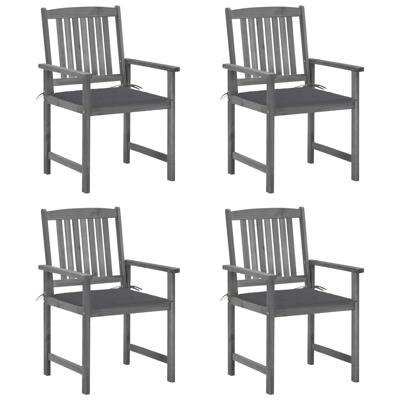 Tuinstoelen 4 st met kussens massief acaciahout grijs