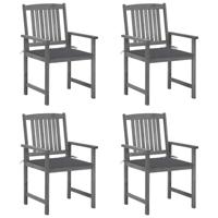 Tuinstoelen 4 st met kussens massief acaciahout grijs