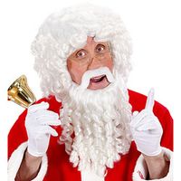 Kerstmanpruik krul met baard, snor en wenkbrauwen - thumbnail