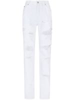 Dolce & Gabbana jean droit à effet usé - Blanc