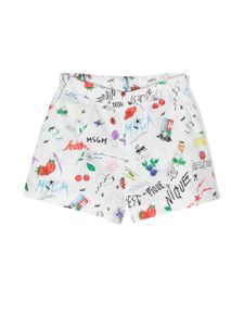 MSGM Kids short à imprimé graphique - Blanc