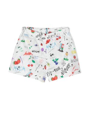 MSGM Kids short à imprimé graphique - Blanc