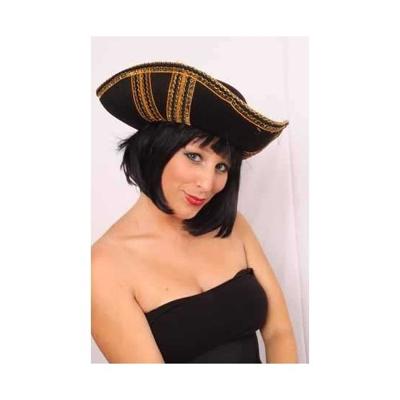 Carnaval / verkleed piraten hoed - driesteek - zwart met goud - volwassenen