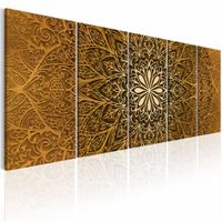 Schilderij - Papier Mandala , bruin , 5 luik - thumbnail