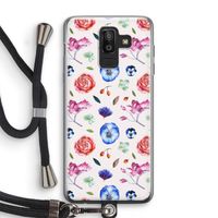 Bloemetjes: Samsung Galaxy J8 (2018) Transparant Hoesje met koord
