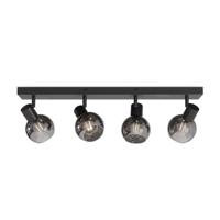 Glazura - LED Plafondlamp 4 spots - Glazen bollen - Smokey glas - Zwart - E14 fittingen