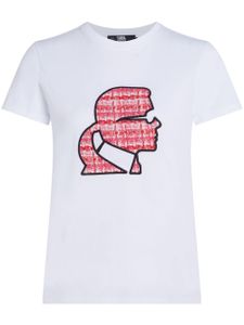 Karl Lagerfeld Bouclé Profile organic-cotton T-shirt - Blanc