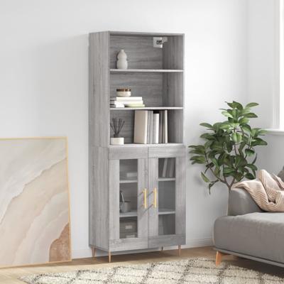 Hoge kast 69,5x34x180 cm bewerkt hout grijs sonoma eikenkleurig