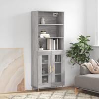 Hoge kast 69,5x34x180 cm bewerkt hout grijs sonoma eikenkleurig