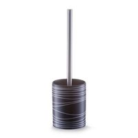 WC/Toiletborstel in houder - keramiek - D9 x 34 cm - swirl patroon zwart   -