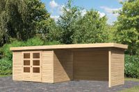 Woodfeeling | Tuinhuis Askola 5 met Overkapping 2,4 en Houtopslag | Onbehandeld - thumbnail