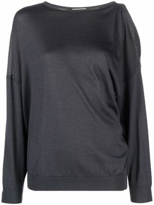 Brunello Cucinelli pull à épaules dénudées - Gris