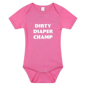 Dirty Diaper Champ tekst rompertje roze baby