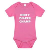Dirty Diaper Champ tekst rompertje roze baby - thumbnail