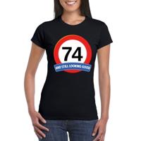 Verjaardag cadeau shirt - 74 jaar and still looking good t-shirt - zwart - dames - Leefijd thema