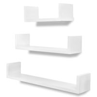 The Living Store Wandplanken - Set van 6 - Onzichtbaar montagesysteem - MDF - Wit - 60x12x10cm / 45x12x10cm /