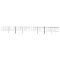 Tuinhek met speerpunt staal 1426x120 cm zwart