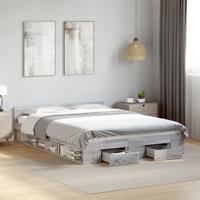 Bedframe met lades bewerkt hout grijs sonoma eiken 140x190 cm