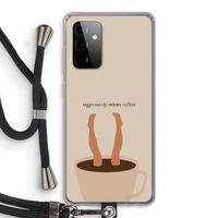 Aggressively drinks coffee: Samsung Galaxy A72 5G Transparant Hoesje met koord