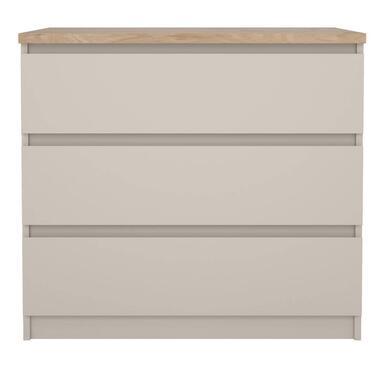 Ladekast Naia 3 lades - greige/eiken - 70,1x77x50 cm - Leen Bakker
