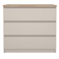 Ladekast Naia 3 lades - greige/eiken - 70,1x77x50 cm - Leen Bakker