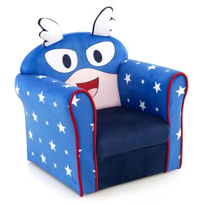 Kinderfauteuil Gestoffeerde Bank met Armleuningen Massief Houten Frame Zacht Velours Oppervlak Bekleding van Badstof met Hoge Dichtheid