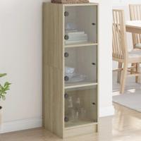 Hoge kast met glazen deuren 35x37x109 cm sonoma eikenkleurig Hoge kast met glazen deuren 35x37x109 cm sonoma eikenkleurig