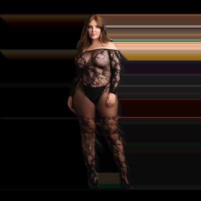 Le Désir by Shots Bodystocking met Off-Shoulder Lange Mouwen - OSX - Zwart