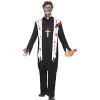 Zombie priester kostuum - voor heren - Halloween/horror verkleedkleding - 4-delig