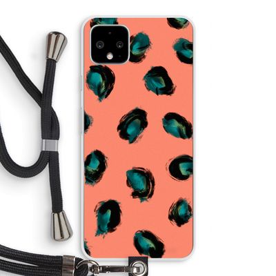 Pink Cheetah: Pixel 4 XL Transparant Hoesje met koord