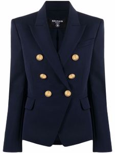 Balmain veste en laine à boutons embossés - Bleu