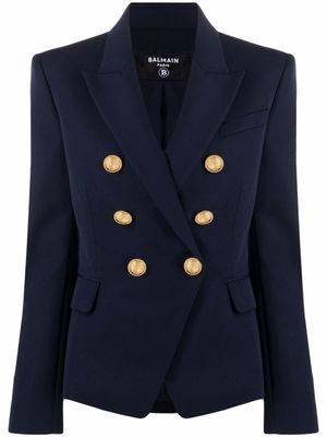 Balmain veste en laine à boutons embossés - Bleu