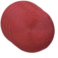 Placemat - Set van 4x stuks - metallic rood - dia 38 cm - rond - onderlegger - kerstdiner/diner plac