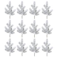 Kunst dennentak - 12x - groen - 36 cm - met sneeuw - kersttakken - kerststukje takken