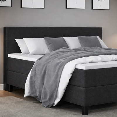 OP=OP Vaste Boxspring Chicago - 140 x 200 Zwart | Incl. Pocketvering