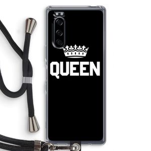 Queen zwart: Sony Xperia 5 Transparant Hoesje met koord
