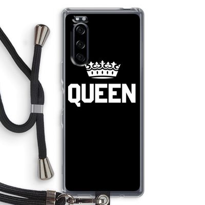 Queen zwart: Sony Xperia 5 Transparant Hoesje met koord