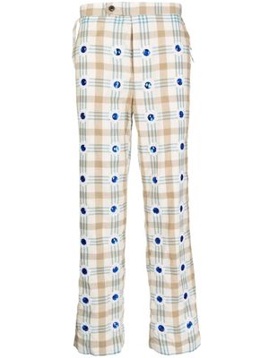 BODE pantalon droit à carreaux - Blanc