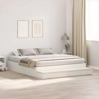 Opbergbedframe met lade Wit 236.5 x 200 x 31.5 cm Bewerkt hout