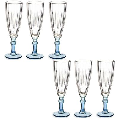 Luxe Exotic Collection Champagneglazen set 12x stuks op blauw voet 170 ml
