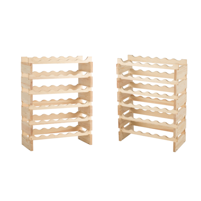 (Tweedelig) Wijnrek voor 36 Flessen Houten Wijnopslag Wijnrek en Presentatierek met 6 Lagen Staande Organizer voor Drankflessen