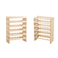 (Tweedelig) Wijnrek voor 36 Flessen Houten Wijnopslag Wijnrek en Presentatierek met 6 Lagen Staande Organizer voor Drankflessen