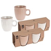 Drinkbeker/mok set - 6x stuks - roze/wit 150 ml