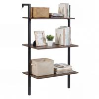 Wandrek met 3 Planken Hangend rek met Metalen Frame aan de Muur Bevestigde Boekenkast 53,5 x 29,5 x 96 cm-Bruin