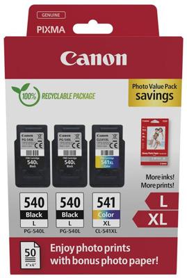 Canon photo value pack 2 x PG-540L + 1 x CL-541XL, 300 - 400 pagina&apos;s, OEM 5224B015, 4 kleuren