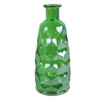 Countryfield Art Deco bloemenvaas - groen transparant - glas - fles vorm - D12 x H30 cm - thumbnail